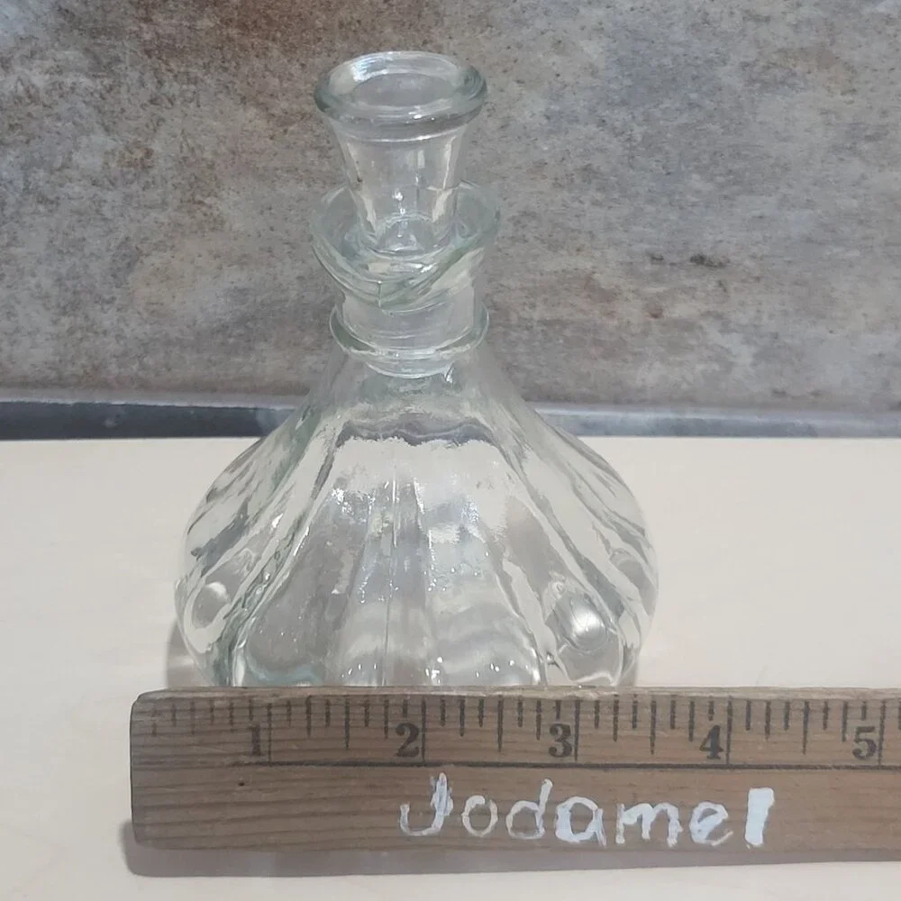 Vintage Crystal Clear Glass Cruets with Stopper Oil Vinegar Decanter